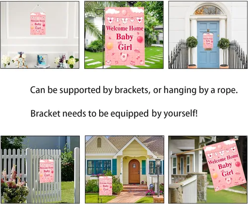 Vista 7 de Labakita Bandera de jardín con texto en inglés «It's a Girl» con texto en inglés «It's a Girl» («It's a Girl») para niñas, decoración de baby shower