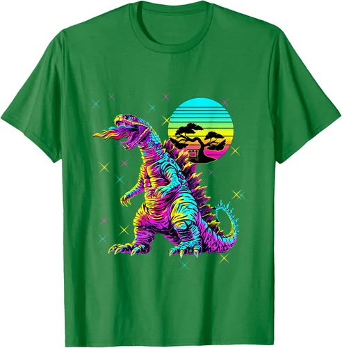Vista 3 de Cool Streetwear synthwave 80s 90s retro anime snakezilla camiseta, Negro