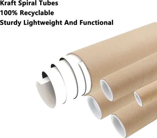 Vista 5 de Tubo de correo con tapa, tubo de póster de papel kraft resistente, tubo de cartón redondo, tubo de póster de envío duro, tubo de póster de cartón