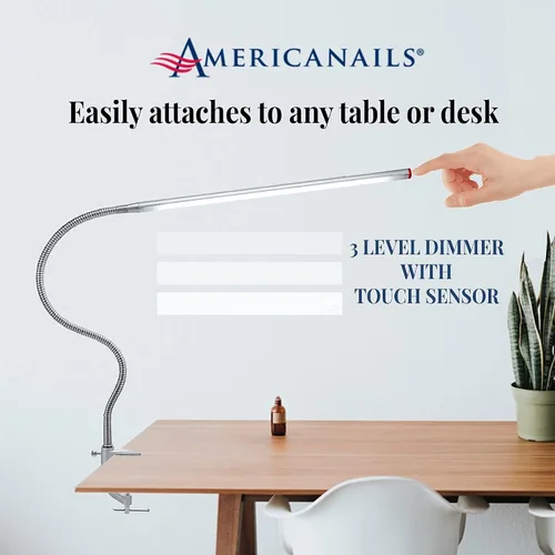 Vista 6 de Americanails FlexiLamp Touch XL - Lámpara LED de escritorio de mesa, abrazadera extraíble, iluminación ajustable para estaciones de uñas, luz