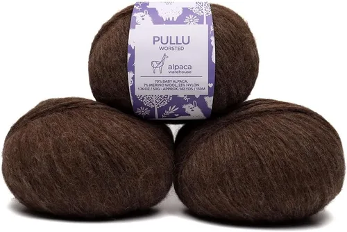 Vista 13 de Pullu - Juego de 3 madejas de hilo de lana de alpaca bebé y merino (150 gramos) de peso worsted - Procedencia directa de Perú - Celestialmente suave