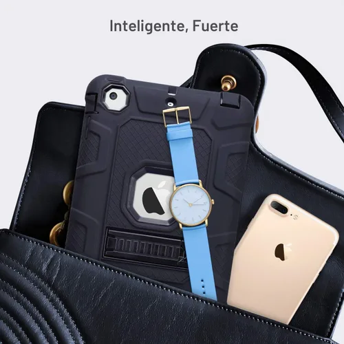 Vista 5 de ULAK Case for iPad mini 1 2 3, Three Layer Case with Kickstand, Black/Black Negro/Negro