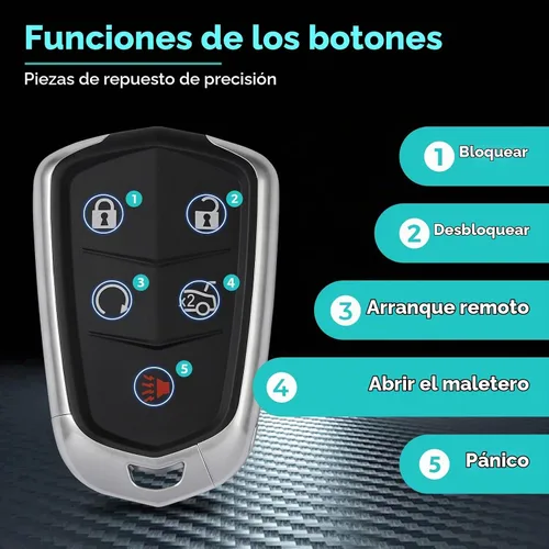 Vista 5 de HelloAuto Funda para llavero compatible con Cadillac XT5 ATS CTS SRX XTS Escalade de 5 botones sin llave (HYQ2AB HYQ2EB)