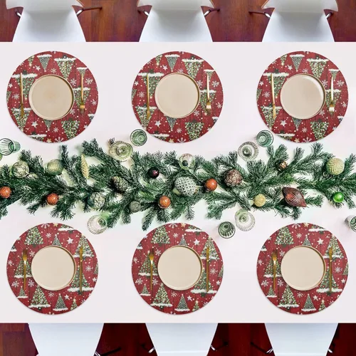 Vista 7 de Abstract Christmas Trees Placemat, Non Slip Dining Table Heat Resistant Pads for Kitchen one sizex1