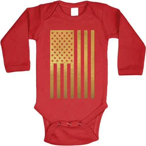 Vista 15 de Tcombo Bandera americana negra envejecida - Body de Estados Unidos Negro - Lámina dorada
