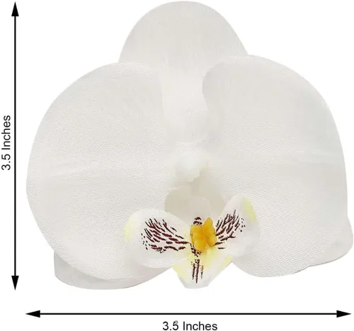 Vista 3 de Efavormart - Paquete de 20 cabezas de orquídea de seda blanca de 4 pulgadas, flores realistas de orquídea sintética para manualidades de boda