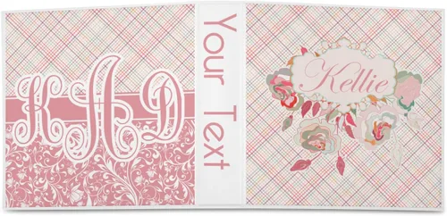 Vista 2 de Carpeta personalizada de 3 anillas moderna a cuadros y flores, 2 pulgadas