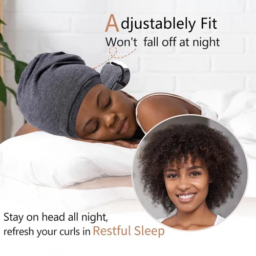 Vista 2 de Gorro de Satén de Seda Envolvente para el Cabello para Dormir, 2 Piezas Gorros de Seda Ajustables para Mujeres y Hombres, Gorras de Noche Rosa
