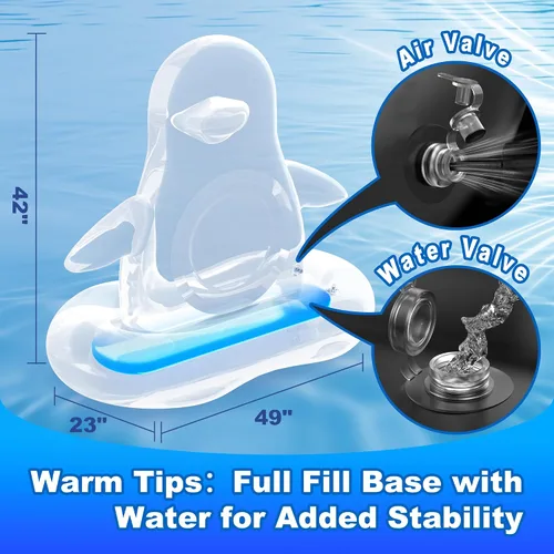Vista 7 de MOONTOY Juguetes de piscina para niños, juego de mesa inflable de pingüino, juegos de piscina para playa y patio trasero, juguetes acuáticos