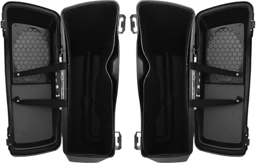 Vista 5 de XMT-MOTO - Alforjas rígidas con tapas de altavoz de 6 x 9 pulgadas+soportes de conversión cromados para Harley Davidson modelos Softail 1984-2017