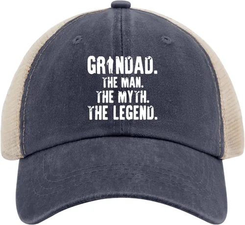 Vista 4 de Grandad Man Myth Legend Trucker Hat Men Gorra de malla vintage para verano, Azul púrpura04