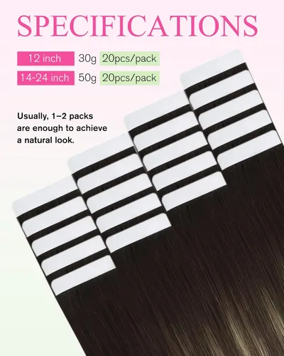 Vista 37 de YoungSee Extensiones de Cabello Humano con Cinta Balayage Extensiones de Cabello con Cinta Marrón Oscuro Extensiones de Cabello con Cinta Ombre