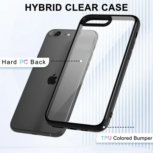 Vista 3 de LoeoeL para iPhone 8 Plus/ 7 Plus Funda Transparente, Funda Híbrida de Teléfono [Plástico Duro y Parachoques de Silicona Suave] Cubierta Protectora