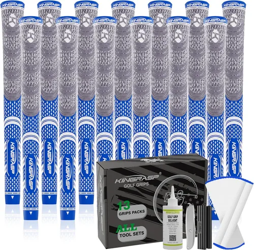 Vista 10 de 13 Pack Corded Rubber Golf Grips, Anti‑Slip Kit, Standard Midsize Oversize Gris/blanco: (13 agarres)