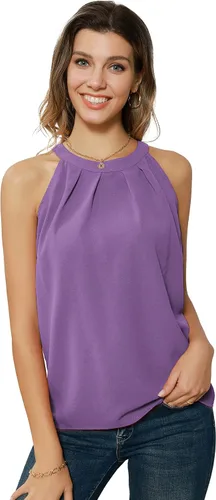 Vista 2 de GRACE KARIN Camiseta sin mangas con cuello halter de lentejuelas para mujer, camisola elegante y brillante, para fiesta, club, cóctel, chaleco