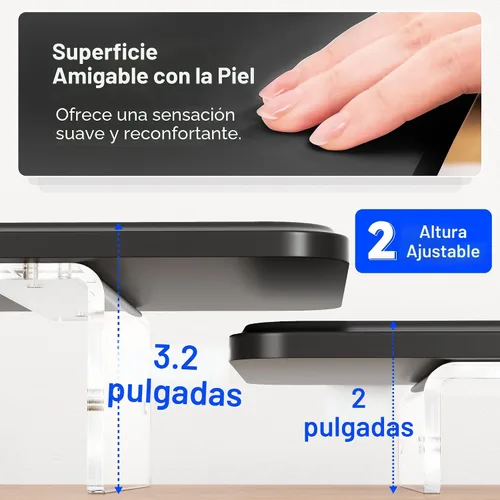 Vista 4 de AFOOYO Soporte elevador para monitor, 31.5 pulgadas de madera ligera LED con patas acrílicas ajustables, accesorios de escritorio, soporte