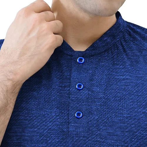 Vista 3 de Camisas de golf para hombre, ajuste seco, manga corta, sin cuello, rendimiento que absorbe la humedad