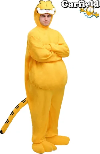 Vista 2 de Disfraz de Garfield para adultos, disfraz de gato mascota de Halloween, disfraz clásico de gato de dibujos animados para fiestas y disfraces