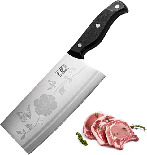 Vista 10 de TJ POP Cuchilla China de Chef, Cuchillo de Acero Inoxidable de 7.5 Pulgadas con Mango Ergonómico, Cuchillo de Cocina Ultra Afilado para Hogar