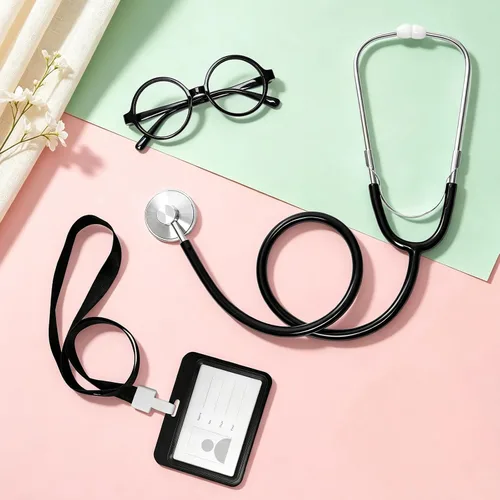 Vista 4 de 3 piezas de accesorios médicos estetoscopio gafas titular de la tarjeta
