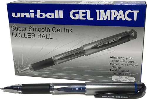 Vista 6 de Uniball Uni-Ball UM-153S Gel Impact - Bolígrafo de gel de 0.039 pulgadas, cuerpo elegante y ligero, tinta ultra suave, tinta azul, paquete de 1