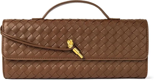 Vista 19 de Joryin Bolso tejido para mujer, bolso de mano de cuero tejido, bolso cruzado, bolso formal de noche, cuero vegano