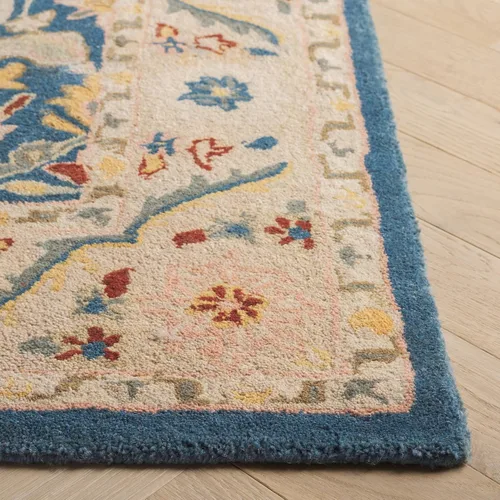 Vista 2 de SAFAVIEH Antiquity Collection AT14E - Alfombra de lana tradicional oriental de primera calidad, hecha a mano, 3 x 5 pies, color azul