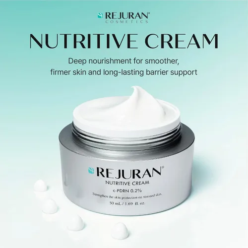Vista 2 de REJURAN® Crema nutritiva, c-PDRN® - Crema hidratante facial de ADN de salmón para nutrir, hidratar profundamente. Logra una piel de vidrio radiante