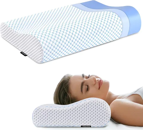 Vista 7 de Almohada de espuma viscoelástica para cama para dormir, almohada ortopédica cervical de contorno de cuello ergonómica para personas que duermen