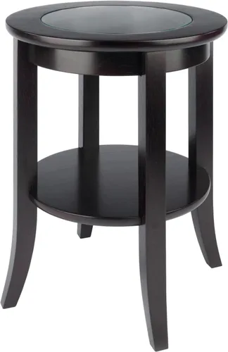 Vista 6 de Winsome Génova - Mesa de centro rectangular con tapa de cristal y estante y mesa ocasional de Génova de madera, color espresso