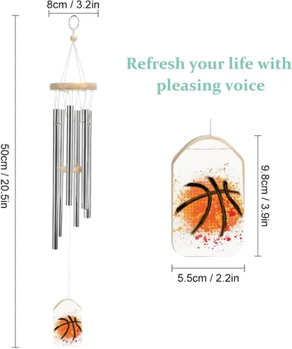 Vista 2 de Campanillas de viento de baloncesto para exteriores, de aluminio, para decoración de jardín y patio