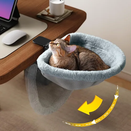 Vista 11 de Cama de escritorio para gatos plegable con un solo clic con Crema