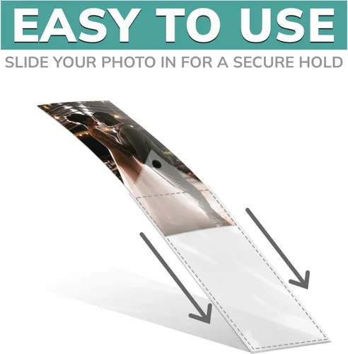 Vista 5 de pbf PHOTO BOOTH FRAMES Fundas de vinilo para marcapáginas de fotos de 2 x 6 pulgadas, soporte para tiras de fotos, marcadores personalizados