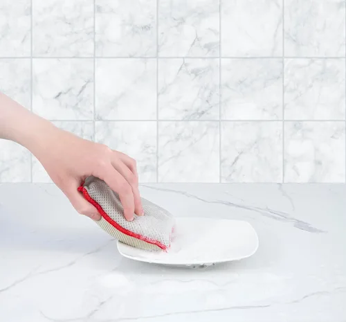 Vista 8 de Esponjas de microfibra para platos, esponjas de cocina, esponja antiarañazos, esponjas de limpieza para el hogar, suministros de limpieza multiusos