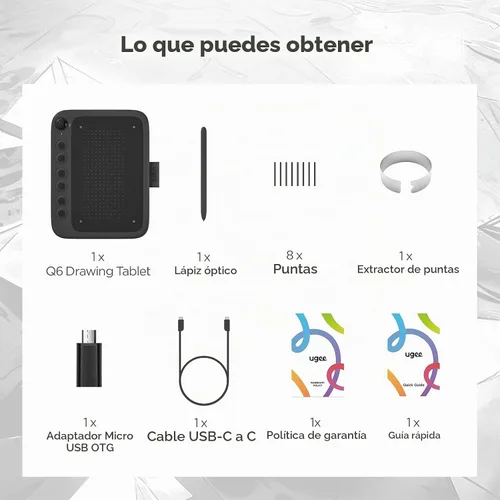 Vista 9 de UGEE Q6 - Tableta de dibujo de 6.5 x 4 pulgadas para teléfono Android con 6 teclas de acceso rápido, tableta gráfica, modo de dibujo ajustable
