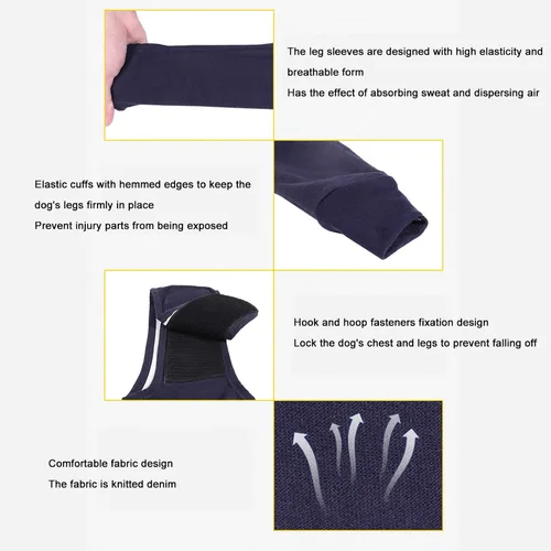 Vista 5 de Luqeeg Codera protectora para perro, almohadillas protectoras de codo transpirables, cómodo, altamente elástico, a prueba de lamidas, soporte
