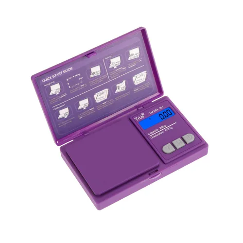 Vista 3 de True 42 Maxim 201 Purple Special Edition 200 gx0.0.04 oz - Báscula de precisión de gramos para joyería/alimentos/medicamentos Paisley 7.05 oz 0.00