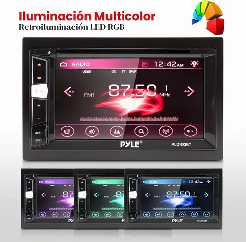 Vista 5 de Pyle Reproductor de DVD estéreo para coche Double Din Bluetooth con pantalla táctil integrada en la consola, estéreo de coche con USB/SD, MP3