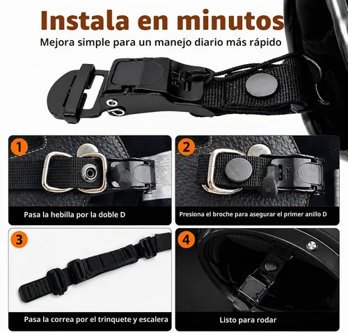 Vista 5 de Kit de hebilla de liberación rápida para casco, adaptador de correa de barbilla para casco de metal, compatible con casco clásico de anillos en D
