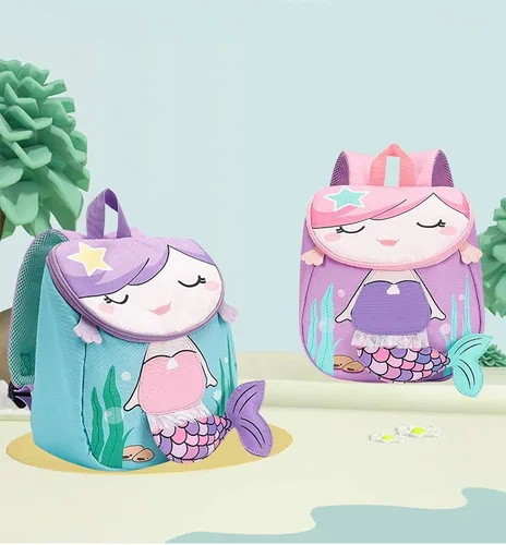Vista 6 de BLUBOON Mochila para niños pequeños para niñas linda mochila preescolar 3D bolsa de libros para niños pequeños