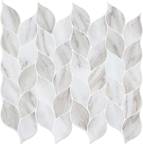 Vista 10 de Tilingview 10 piezas de azulejos de vinilo con diseño de hojas para despegar y pegar para salpicadero de cocina, azulejos autoadhesivos premium