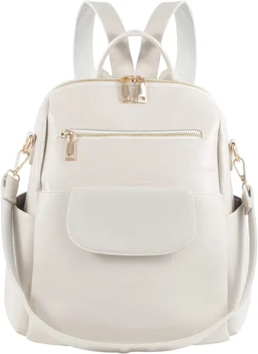 Vista 8 de Mochila de Moda para Mujer Bolso Impermeable Mochilas Escolares Viajes Compras Mochila Convertible Bolsa de Hombro para Damas Rojo-Marrón