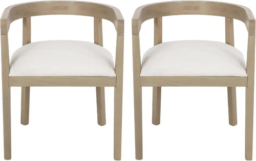 Vista 11 de Ladieu - Sillas de comedor para tina, tela y madera, ceniza clara/almendra (juego de 2)