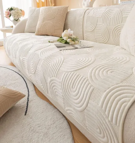 Vista 9 de Funda de Sofá Seccional Acolchada Geométrica de Felpa Suave Boho Antideslizante Mullida Color Sólido Lavable Funda Protectora de Muebles para Niños