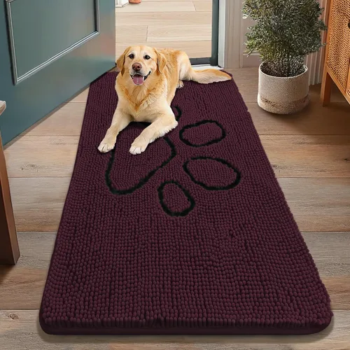 Vista 57 de Smiry Tapete para puerta de perro para patas fangosas, absorbente y Gris y negro