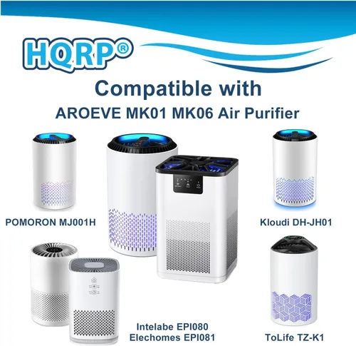 Vista 4 de HQRP MK06 MK01 Filtro de repuesto True HEPA compatible con purificador de aire AROEVE, Kloudic DH-JH01, ToLife TZ-K1, POMORON MJ001H, Intelabe