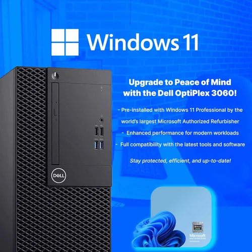 Vista 3 de Dell OptiPlex 3060 Torre PC Intel Core i5-8500 32 GB de RAM SSD de 1 TB NVME M.2 de 250 MB Nvidia RX 550 4GB Windows 11 Pro WiFi BT