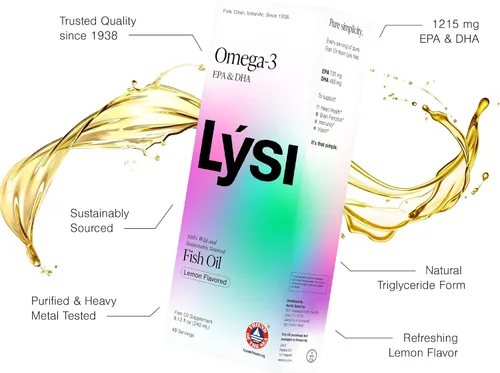 Vista 3 de LYSI Omega 3 Aceite de Pescado Limón, 8.12 OZ