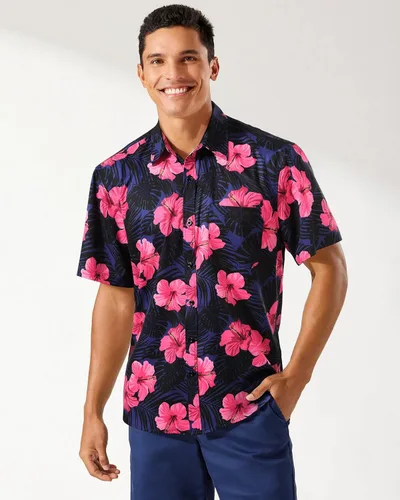 Vista 2 de Camisas hawaianas de manga corta para hombre, camisas tropicales casuales de verano, con botones, floral, para vacaciones, playa, Aloha Hawaii