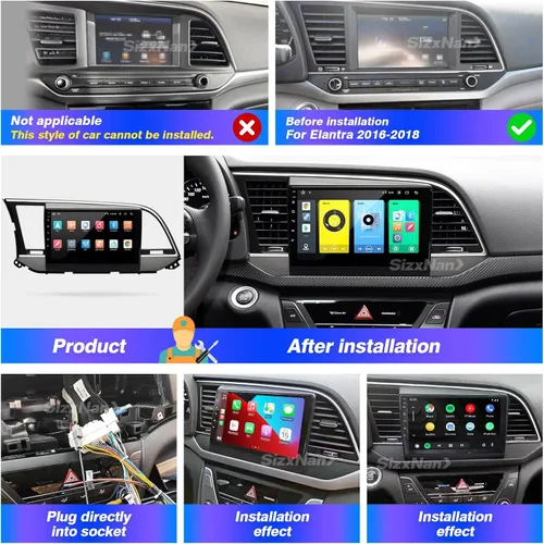 Vista 6 de para Elantra 2016 2017 2018 Android pantalla táctil compatible con Carplay inalámbrico Android Auto, radio de coche estéreo Bluetooth navegación